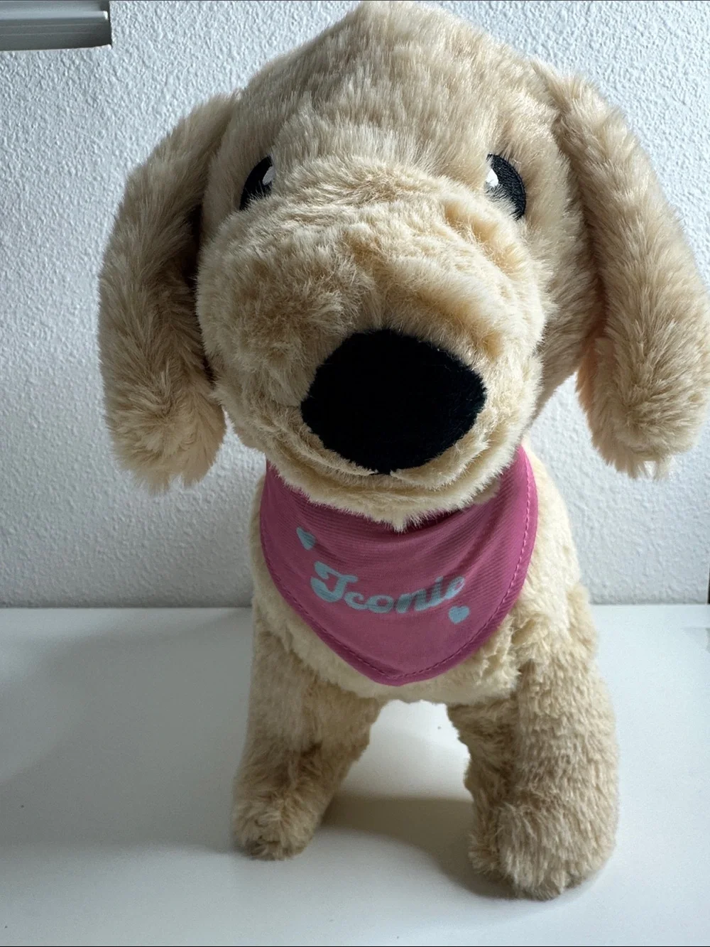 Paris Hilton Plush Dog with Pink Bandana - Cream Fur
